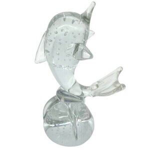 Vintage Art Glass Dolphin Sculpture Paperweight